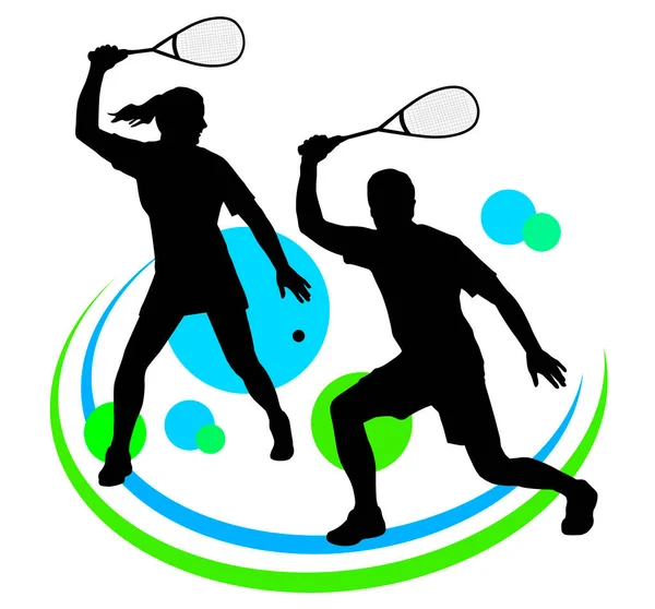 Squash Gráfico Deportivo Calidad Vectorial — Vector de stock