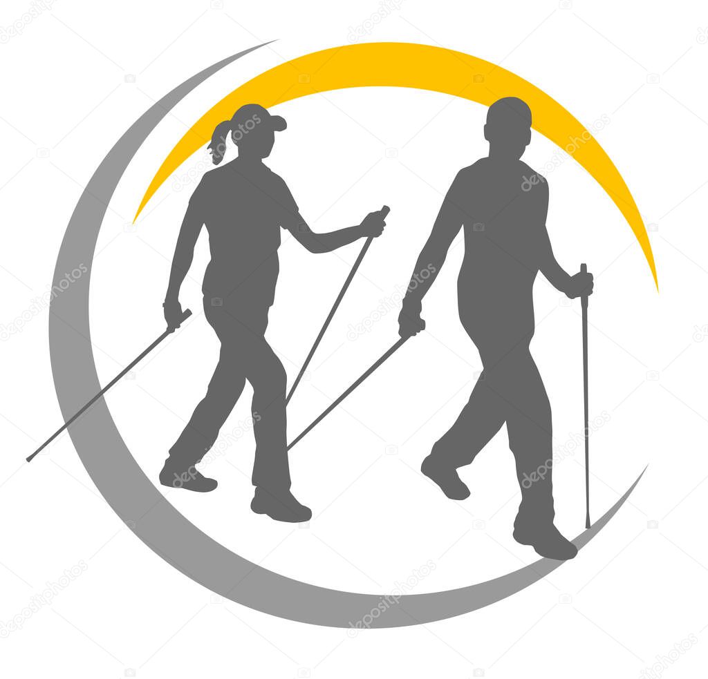 Nordic walking sport graphic in vector quality.