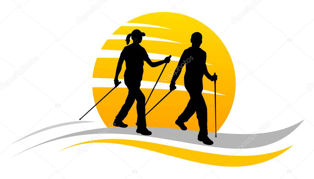 Nordic walking sport graphic in vector quality.