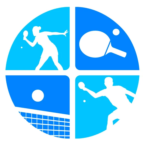 Tenis Mesa Gráfico Deportivo Calidad Vectorial — Vector de stock