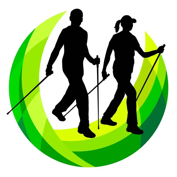 Nordic Walking Grafisch Vectorkwaliteit — Stockvector