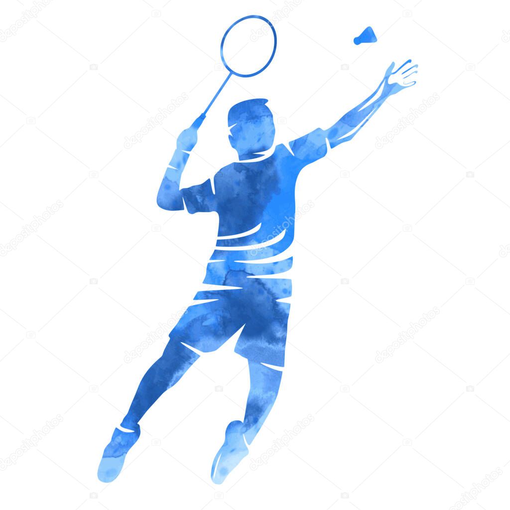 Abstract blue badminton player in vector quality.