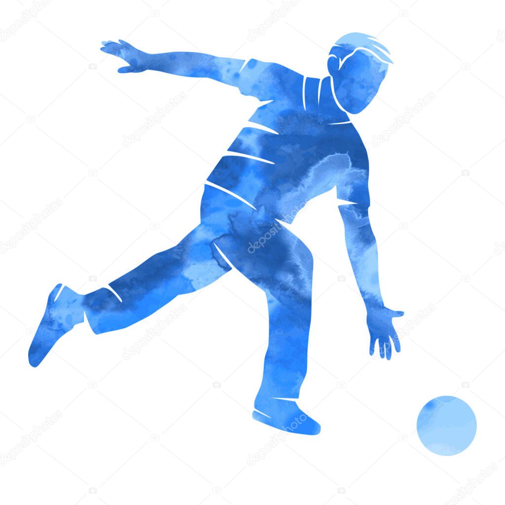 Abstract blue bowling player in vector quality.