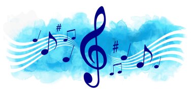 Notalarla soyut müzik vektörü grafiği.