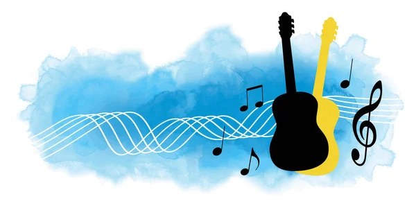 Graphique Vectoriel Musical Abstrait Avec Guitare — Image vectorielle