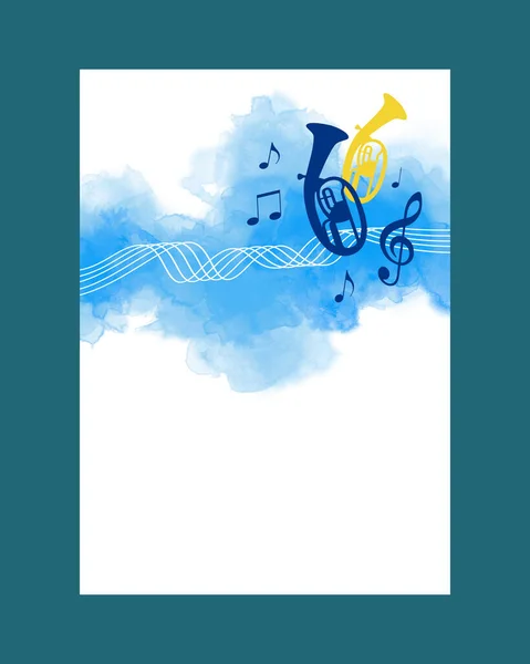 Abstract Muziek Vector Achtergrond Grafisch Met Tuba — Stockvector