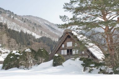 Shirakawago, Japonya tarihi kış Köyü.