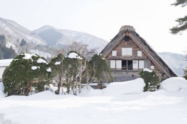 Shirakawago, Japonya tarihi kış Köyü.