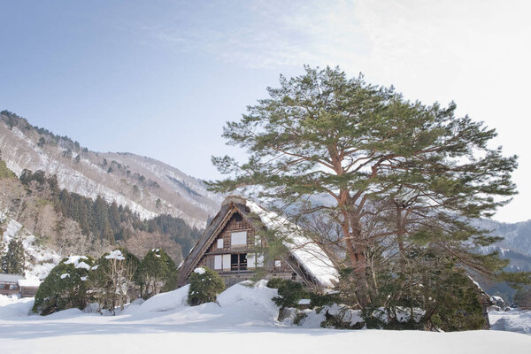 Shirakawago, Japan historic winter village.