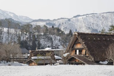 Shirakawago, Japonya tarihi kış Köyü.