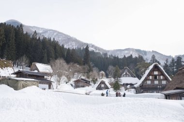 Shirakawago, Japonya tarihi kış Köyü.