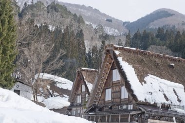 Shirakawago, Japonya tarihi kış Köyü.