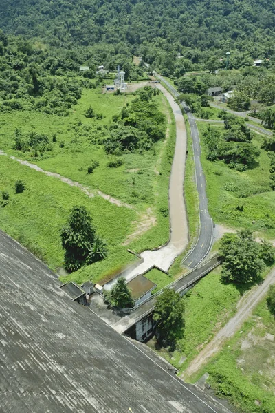 Top View Dam Spillways Khun Dan Prakan Chon Dam Beautiful — Stock Photo, Image