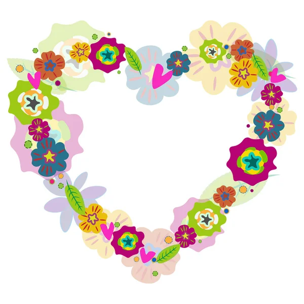 Szív Virágok Kéz Fulladt Alakja Pólóhoz Nyomtatáshoz Formatervezéshez — Stock Vector