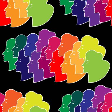 Yüzlerin siluetleri pürüzsüz çok renkli desenler.