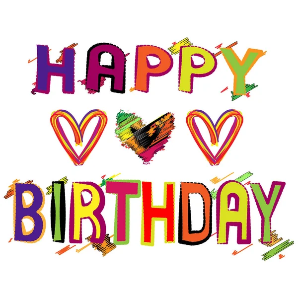 Felirat Boldog Születésnapot Szív Alakját — Stock Vector