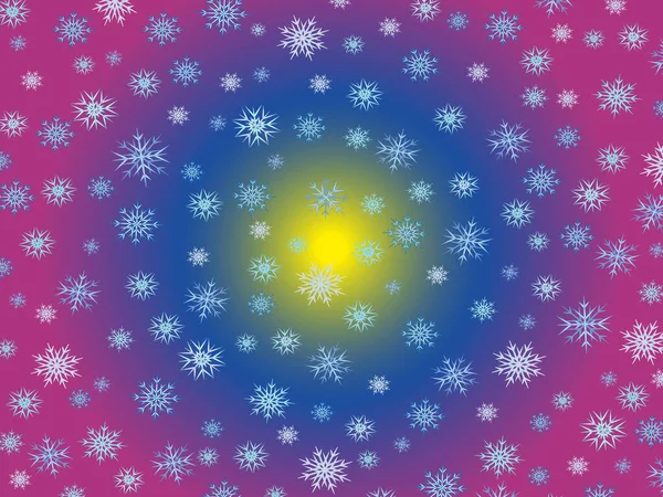 Fondo de invierno brillante con copos de nieve — Vector de stock