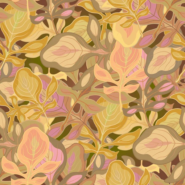 Hojas de otoño patrón sin costura sobre fondo de gradiente — Archivo Imágenes Vectoriales
