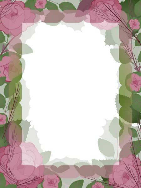Marco floral vertical rectangular con rosas. Suave y romántico. —  Fotos de Stock