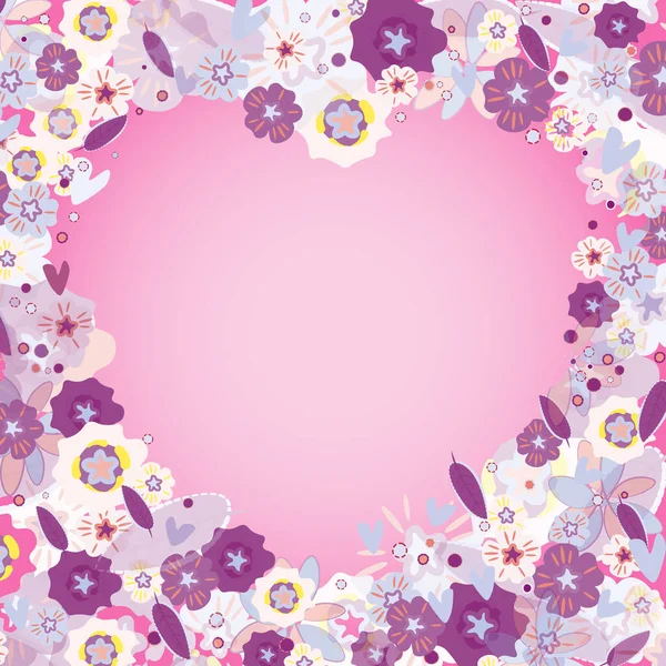 Ramka z kwiatów w kształcie serca — Zdjęcie stockowe