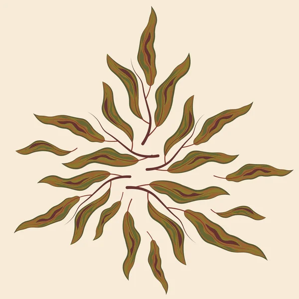 Composición de hojas marrones de otoño. Dibujado a mano — Vector de stock