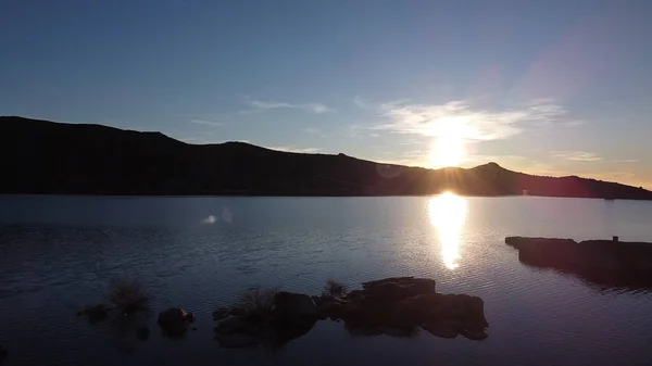 Portekiz 'in Avrupa bölgesindeki Serra Da Estrela Doğal Parkı Lagoa Seca' nın havadan görünüşü