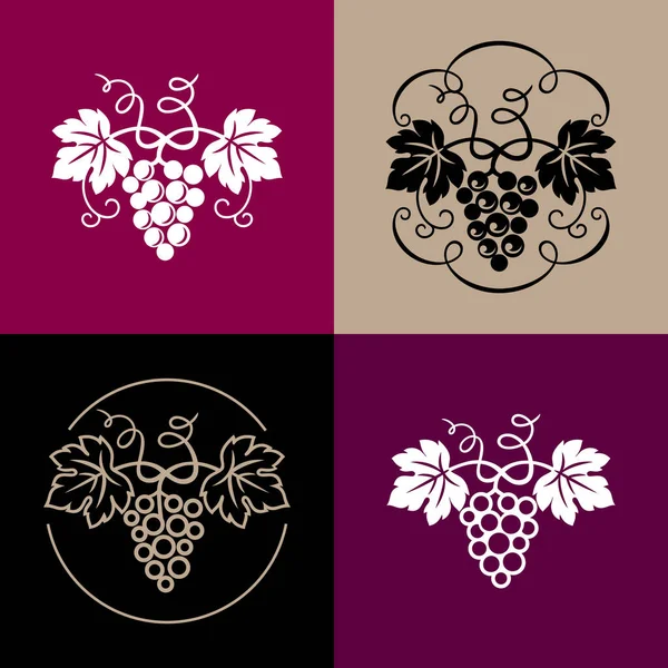 Conjunto Patrón Decorativo Uvas Para Concepto Diseño Vino Menú Bar Vectores de stock libres de derechos