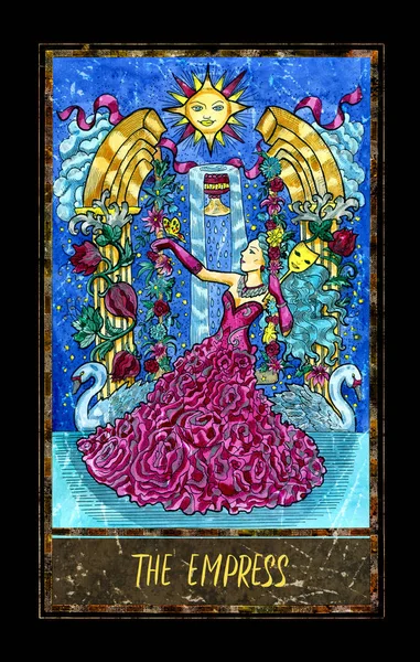 Empress. Major Arcana tarot card. The Magic Gate deck. Fantasy graphic illustration with occult magic symbols, gothic and esoteric concept