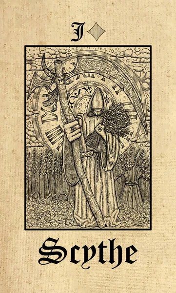 Scythe. Tarot card from Lenormand Gothic Mysteries oracle deck