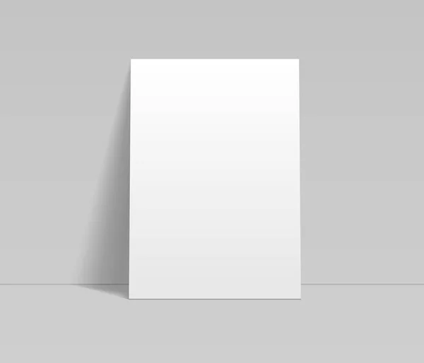 Blank white sheet of paper leaning at the wall template, vector mockup Royalty Free Stock Illustrations