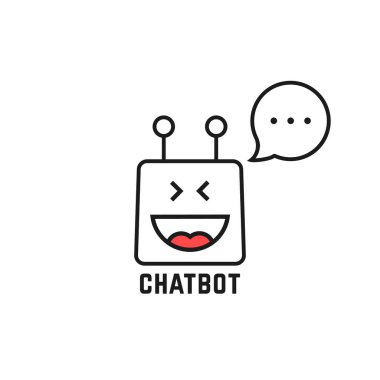 Beyaz arka planda siyah ince çizgi mutlu sohbet etmek simgesi. Doğrusal basit tarzı trend modern logo grafik sanat tasarım. sohbet kutusu işareti üzerinde Web sitesi ve program komut dosyası anlık ileti kavramı