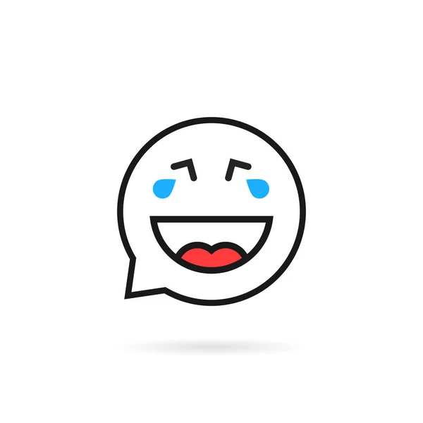 Fine Ligne Pleurer Rire Émoji Parole Bulle Logo Concept Signe — Image vectorielle