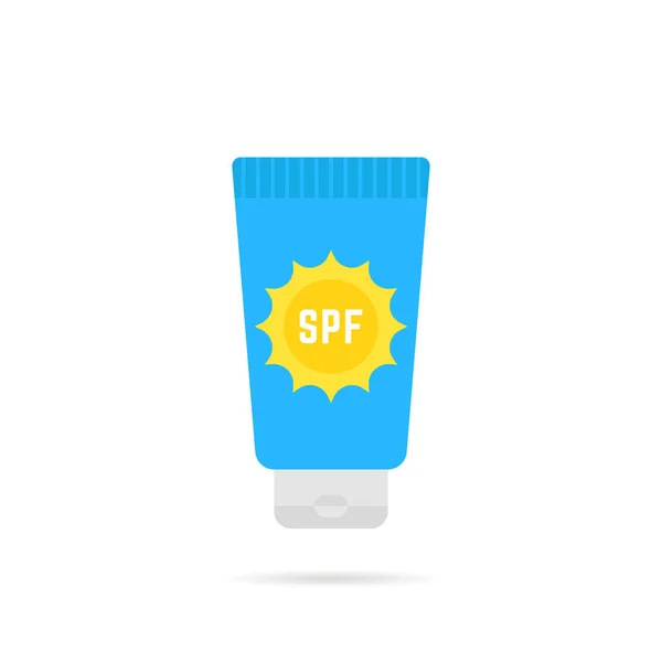 Tubo Cosmetico Protezione Solare Con Fattore Protezione Solare Spf Concetto — Vettoriale Stock
