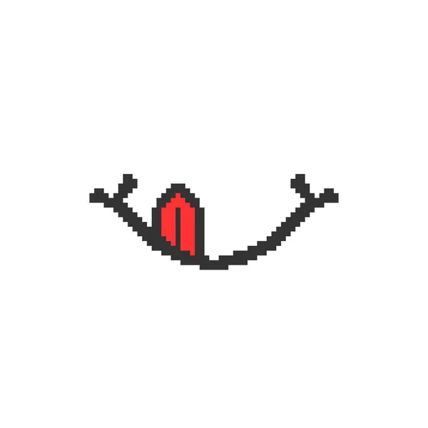 Sourire Avec Langue Comme Logo Délicieux Dans Pixel Art Plat — Image vectorielle