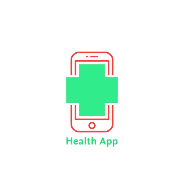 Red Thin Line Phone Simple Health App Logo Flat Contour — Stock Vector