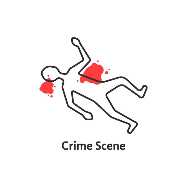 単純な犯罪シーン アイコンが白い背景に分離されました ゾーンまたは致命的な結果と致命的な事故犯罪の領域の概念 直線的なフラット スタイルの傾向現代ロゴ グラフィック アート デザイン — ストックベクタ