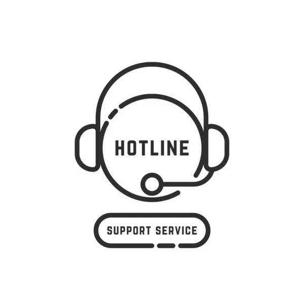 Hotline Support Service Black Thin Line Logo Concept Nonstop Back — Stock Vector