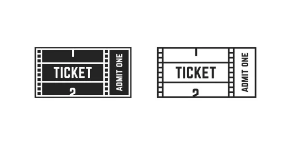 一套电影或网上电影票 获得流行的网络电视节目的概念 简约的线性扁平趋势现代黑色笔划标志图形艺术电影带设计隔离在白色之上 — 图库矢量图片