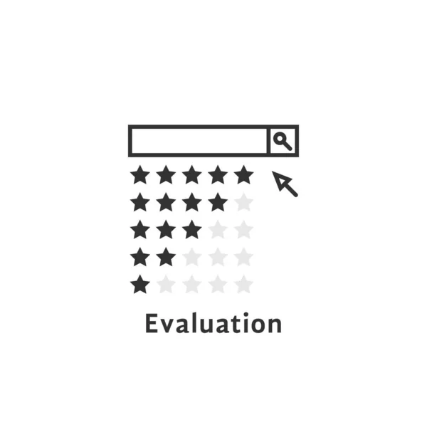Eenvoudige Evaluatie Logo Zoals Review Zoeken Platte Schets Trend Moderne — Stockvector