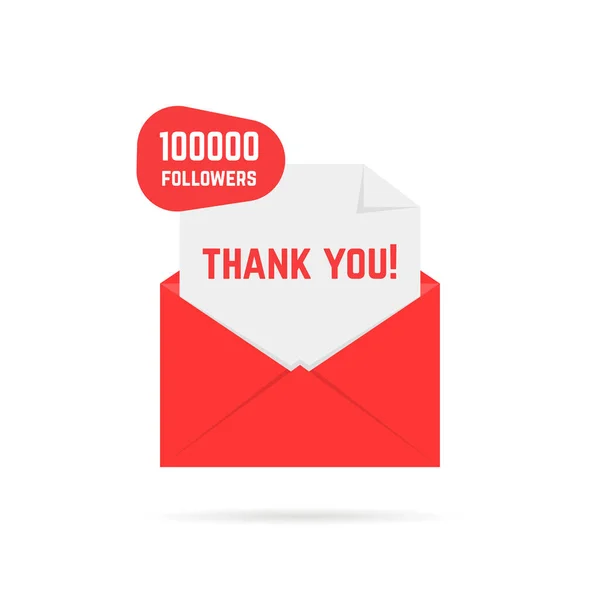 Gracias Por 100000 Seguidores Texto Letra Roja Concepto 100K Amigos — Vector de stock