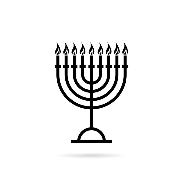 Thin Line Hanukkah Candles Black Icon Concept Nine Candle Menora — Stock Vector