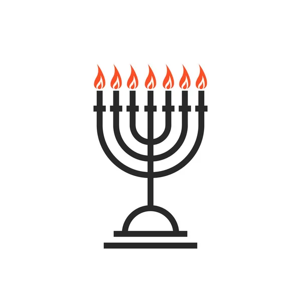 Black Hanukkah Candles Thin Line Icon Simple Flat Style Trend — Stock Vector