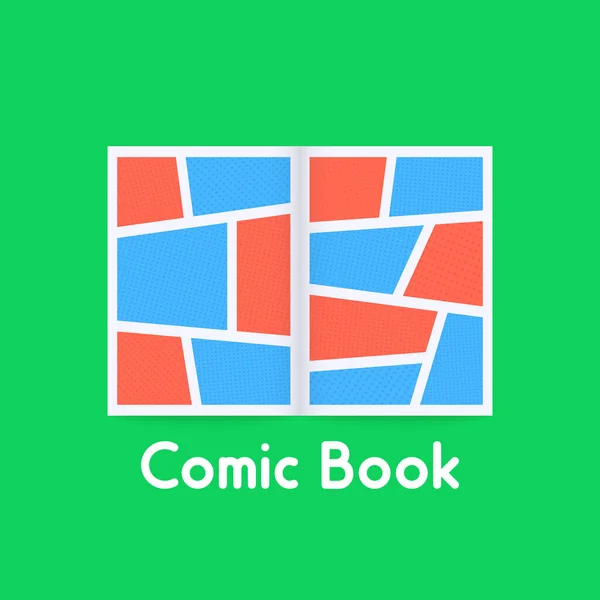 배경에 만화책입니다 스토리 스트립의 컨셉은 히어로를 페이퍼백으로 쓰거나 아이들을 히어로 — 스톡 벡터