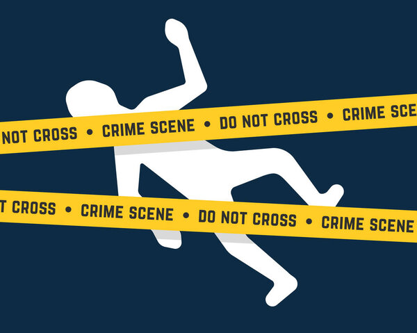 белый труп, как место преступления. концепция гибели или малиновки. Современный графический дизайн изолирован на заднем плане