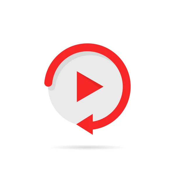 Video Play Button Simple Replay Icon Concept Watching Streaming Video — Stock Vector