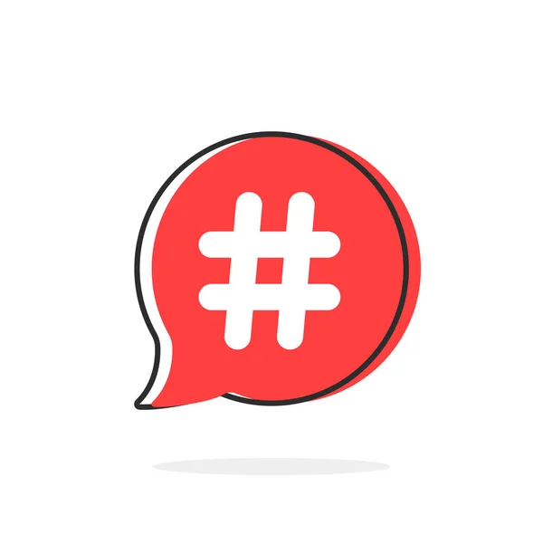 Rojo Simple Línea Delgada Hashtag Icono Logotipo Moda Contorno Plano — Vector de stock