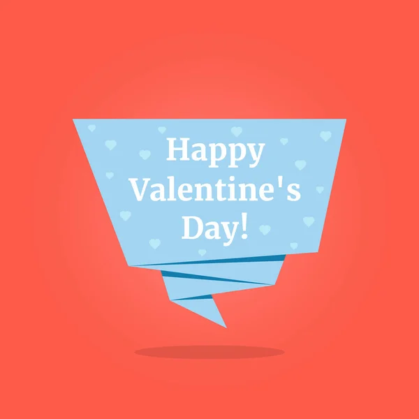 Feliz Día San Valentín Etiqueta Origami Azul Concepto Signo Decoración — Vector de stock