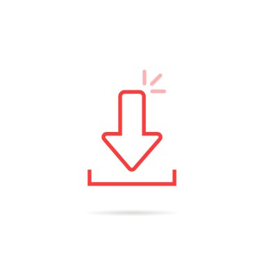 Kırmızı uygulama logosu beyaza izole edildi. basit düz stil motif imleci logotype grafik çizgi tasarımı. Web mağazasından indirme uygulaması konsepti veya dijital program kullanıcısı yükleme