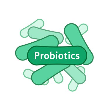 Yeşil doğrusal probiyotik ya da laktobacillus ikonu. Düz çizgi eğilimi bifidobacterium logotype grafik tasarımı beyaz arka planda izole edildi. Prebiyotik kavramı sindirim sistemi gastrointestinal terapisi gibi işaret eder.