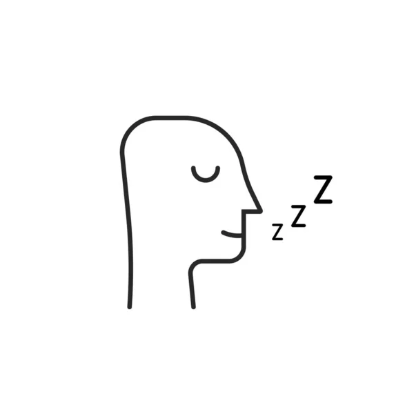 Sleeping Man Thin Line Icon Isolated White Linear Flat Style — Stock Vector